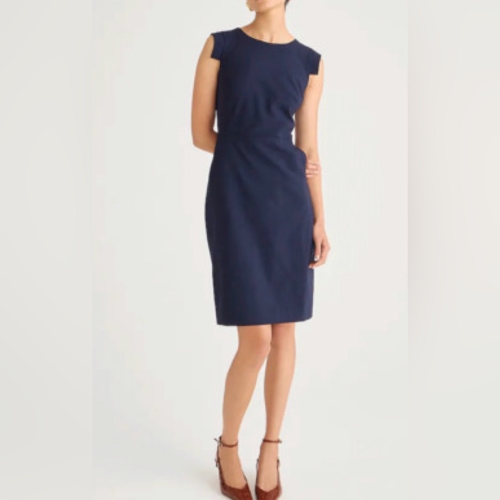 J. Crew Tollegno 1900 Navy Midi Dress